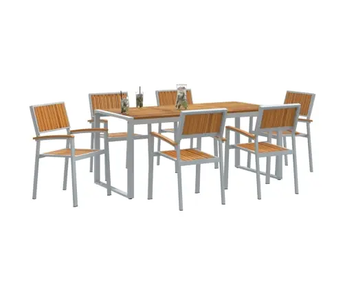 7 Daļu Dārza Ēdamgalds Komplekts No Cietas Akācijas Koka Un Metāla Vidaxl 7 Daļu Dārza Ēdamgalds Komplekts No Cietas Akācijas Koka Un Metāla Vidaxl