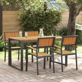 Dārza Ēdamgalds 5 Pcs Melna Un Brūna 140 X 80 X 75 Cm Vidaxl