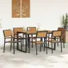 7 Daļu Dārza Ēdamgaldu Komplekts Cietais Akācija Un Metāls Vidaxl