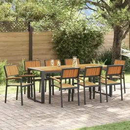 Dārza Ēdamgalds 9 Pcs Melna Un Brūna 200 X 90 X 75 Cm Vidaxl