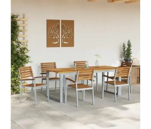 Sodo Kėdė 6 Pcs Ruda 56 X 57 X 87Cm Akacijos Medienos Masyvas