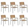 Sodo Kėdė 6 Pcs Ruda 56 X 57 X 87Cm Akacijos Medienos Masyvas