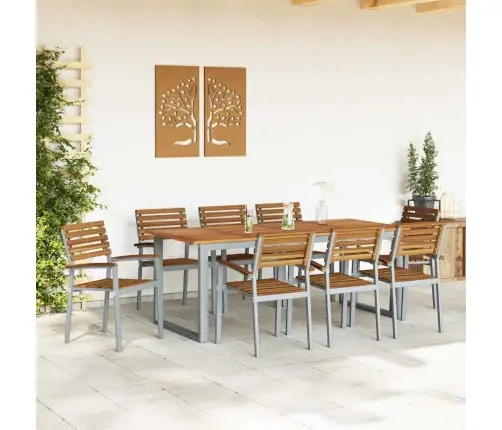 Saldēšanas Dārza Krēsli 8 Gab. Cieta Koka Akācijas Un Metāla Vidaxl