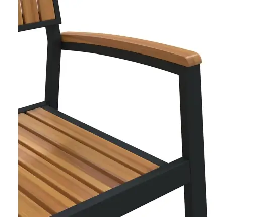 Stacking Garden Chairs 6 Pcs Melns Tērauds Un Cietais Koks Akācijas Vidaxl