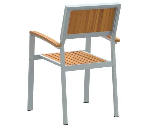 Kaudzē Saliekami Dārza Krēsli 8 Gab. Pelēka Tērauda Un Cietā Akācijas Koka Vidaxl