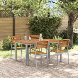 Dārza Ēdamgalds 5 Pcs Pelēka Un Brūna 150 X 90 X 75 Cm Vidaxl