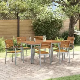 Dārza Ēdamgalds 7 Pcs Pelēka Un Brūna 150 X 90 X 75 Cm Vidaxl