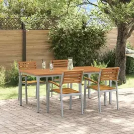 Sodo Valgomojo Komplektas 5 Pcs Pilka Ir Ruda 180 X 90 X 75 Cm