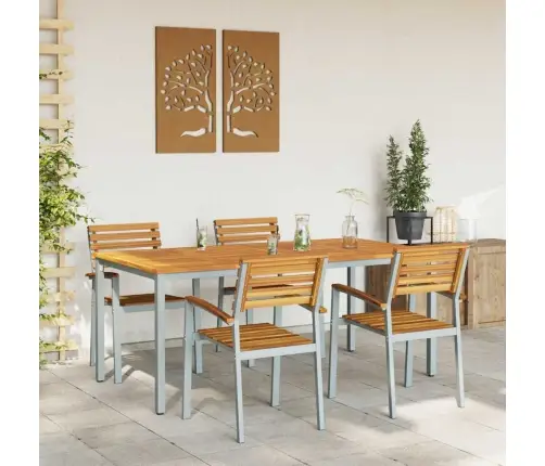 Sodo Valgomojo Komplektas 5 Pcs Pilka Ir Ruda 180 X 90 X 75 Cm