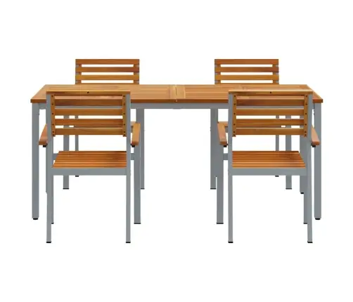Sodo Valgomojo Komplektas 5 Pcs Pilka Ir Ruda 180 X 90 X 75 Cm
