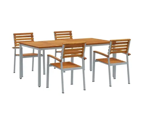 Sodo Valgomojo Komplektas 5 Pcs Pilka Ir Ruda 180 X 90 X 75 Cm