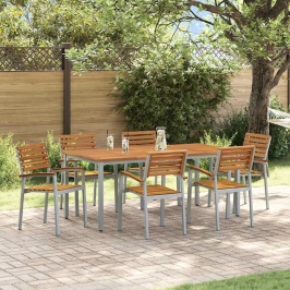 Aia Söögilaudade Komplekt 7 Pcs Hall Ja Pruun 180 X 90 X 75 Cm