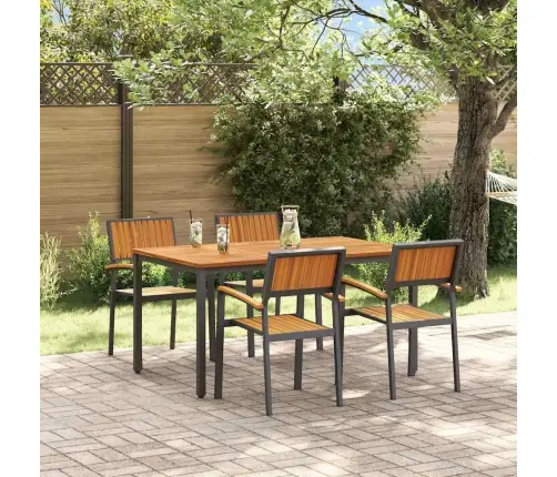 5 Daļu Dārza Ēdamgalds No Cietās Akācijas Koka Un Metāla Vidaxl 5 Daļu Dārza Ēdamgalds No Cietās Akācijas Koka Un Metāla Vidaxl