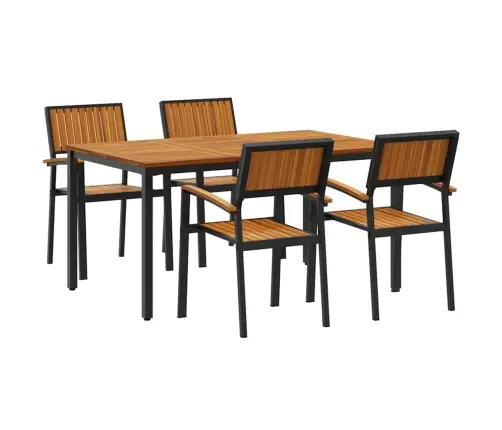 5 Daļu Dārza Ēdamgalds No Cietās Akācijas Koka Un Metāla Vidaxl 5 Daļu Dārza Ēdamgalds No Cietās Akācijas Koka Un Metāla Vidaxl