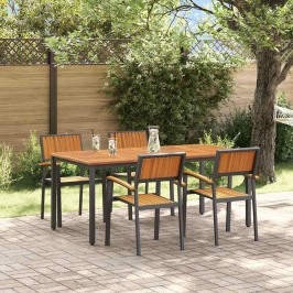 Dārza Ēdamgalds 5 Pcs Melna Un Brūna 180 X 90 X 75 Cm Vidaxl