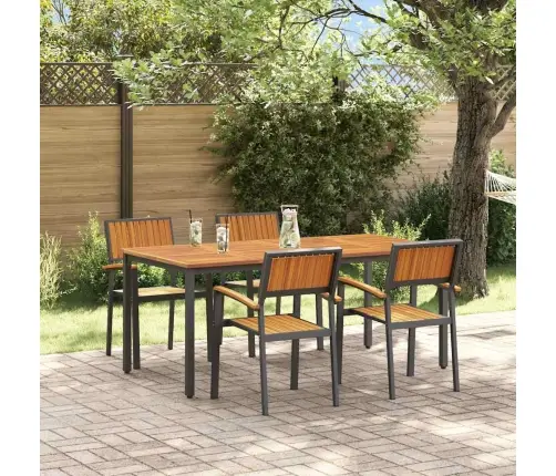 Sodo Valgomojo Komplektas 5 Pcs Juoda Ir Ruda 180 X 90 X 75 Cm