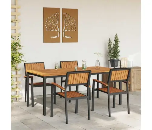 Sodo Valgomojo Komplektas 5 Pcs Juoda Ir Ruda 180 X 90 X 75 Cm