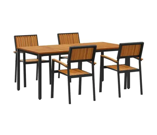 Sodo Valgomojo Komplektas 5 Pcs Juoda Ir Ruda 180 X 90 X 75 Cm