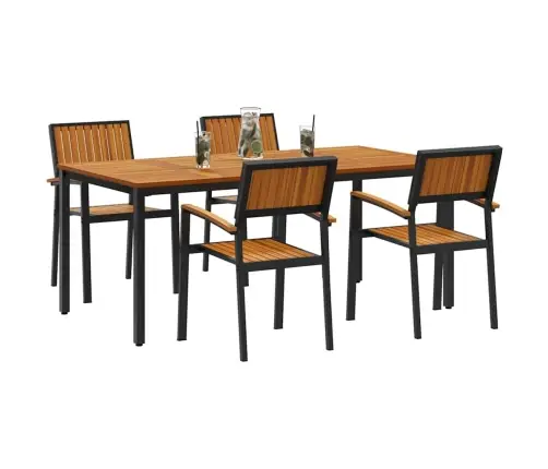 Sodo Valgomojo Komplektas 5 Pcs Juoda Ir Ruda 180 X 90 X 75 Cm