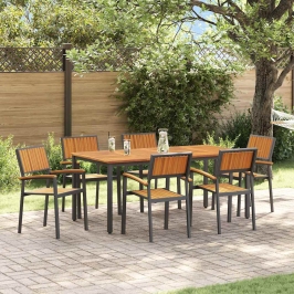 Dārza Ēdamgalds 7 Pcs Melna Un Brūna 180 X 90 X 75 Cm Vidaxl