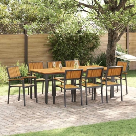 Sodo Valgomojo Komplektas 9 Pcs Juoda Ir Ruda 200 X 90 X 75 Cm