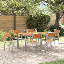 Dārza Ēdamgalds 7 Pcs Pelēka Un Brūna 150 X 90 X 75 Cm Vidaxl
