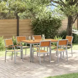 Dārza Ēdamgalds 7 Pcs Pelēka Un Brūna 150 X 90 X 75 Cm Vidaxl