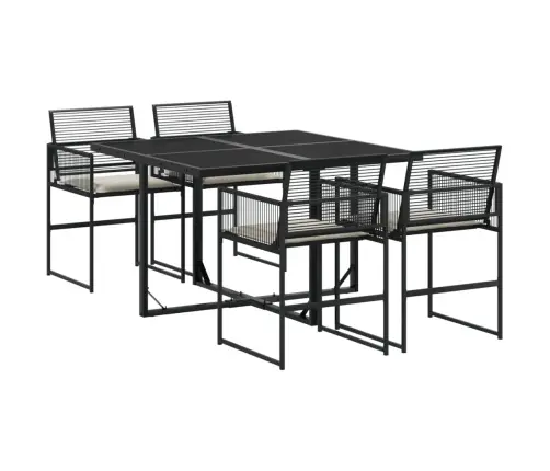 5-Daļīgs Dārza Mēbeļu Komplekts, Matrači, Melna Pe  Rotangpalma Vidaxl