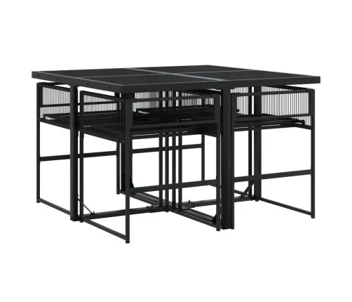 5-Daļīgs Dārza Mēbeļu Komplekts, Matrači, Melna Pe  Rotangpalma Vidaxl