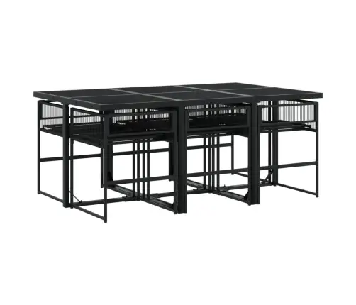 7-Osaline Aiamööblikomplekt Patjadega, Must, Polürotang