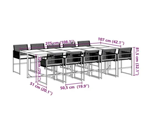 11-Daļīgs Dārza Mēbeļu Komplekts, Matrači, Melna Pe Rotangpalma Vidaxl
