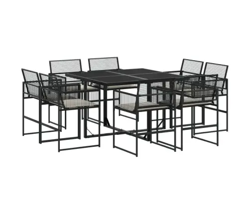 9-Osaline Aiamööbli Komplekt Patjadega, Must, Polürotang