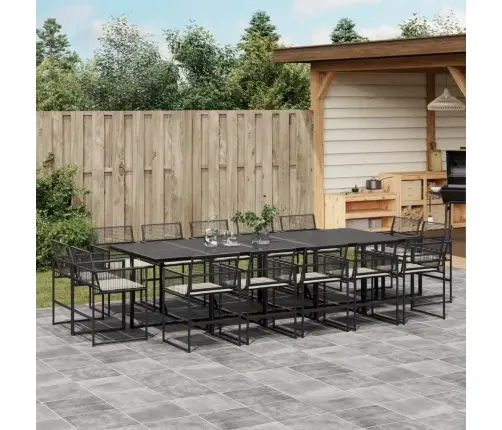 Sodo Komplektas Su Pagalvėlėmis, 15 Dalių, Juodas, Poliratanas