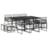 11-Osaline Aiamööbli Komplekt Patjadega, Must, Polürotang