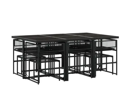 11-Osaline Aiamööbli Komplekt Patjadega, Must, Polürotang