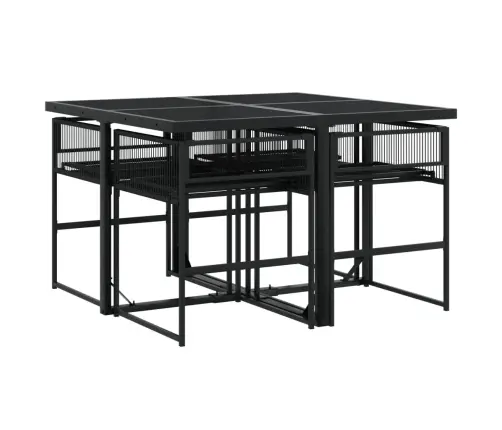 5-Daļīgs Dārza Mēbeļu Komplekts, Matrači, Melna Pe  Rotangpalma Vidaxl