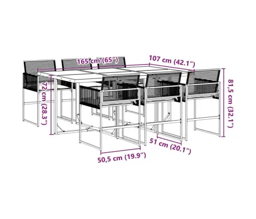 7-Daļīgs Dārza Mēbeļu Komplekts Ar Matračiem, Pe Rotangpalma Vidaxl
