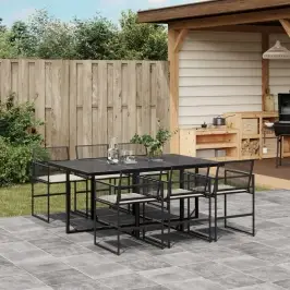 7-Daļīgs Dārza Mēbeļu Komplekts Ar Matračiem, Pe Rotangpalma Vidaxl