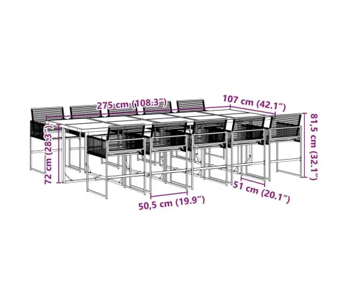 11-Daļīgs Dārza Mēbeļu Komplekts, Matrači, Melna Pe Rotangpalma Vidaxl