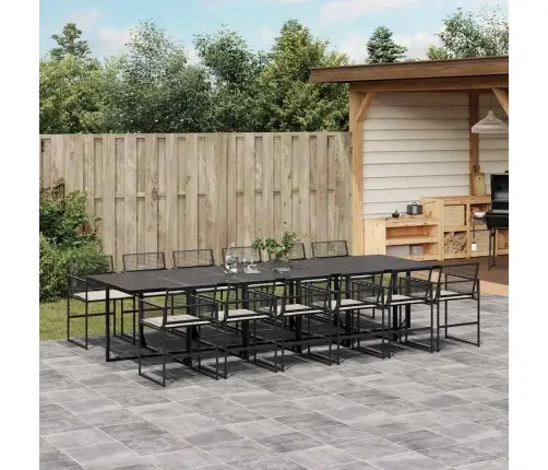 13-Daļīgs Dārza Mēbeļu Komplekts Ar Matračiem, Melns Pe Vidaxl