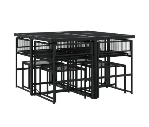 9-Osaline Aiamööbli Komplekt Patjadega, Must, Polürotang