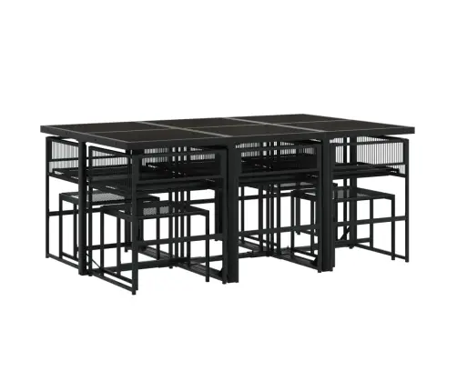 11-Osaline Aiamööbli Komplekt Patjadega, Must, Polürotang