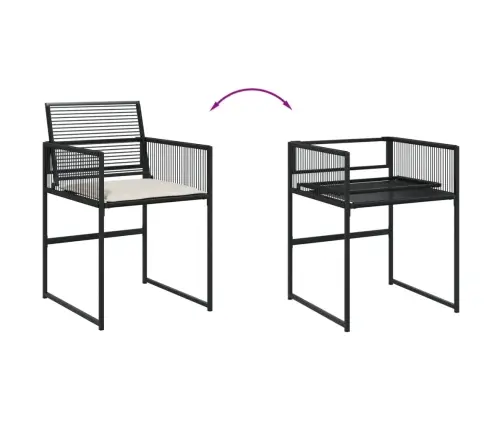 17-Osaline Aia Söögimööbli Komplekt Patjadega, Must, Polürotang