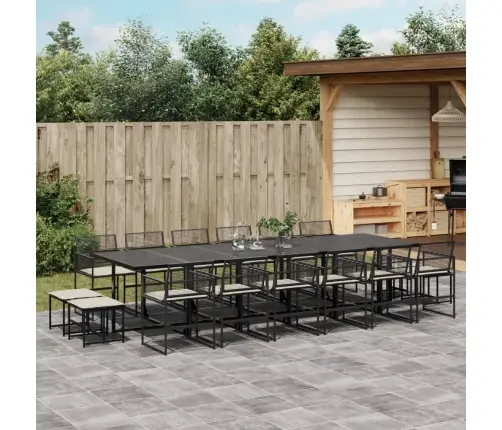 Sodo Komplektas Su Pagalvėlėmis, 17 Dalių, Juodas, Poliratanas