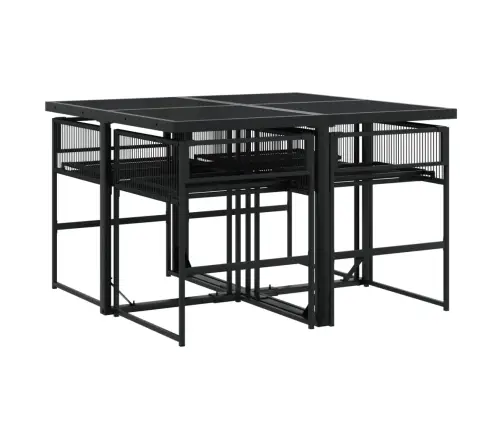 5-Daļīgs Dārza Mēbeļu Komplekts, Melns, Pe Rotangpalma Vidaxl