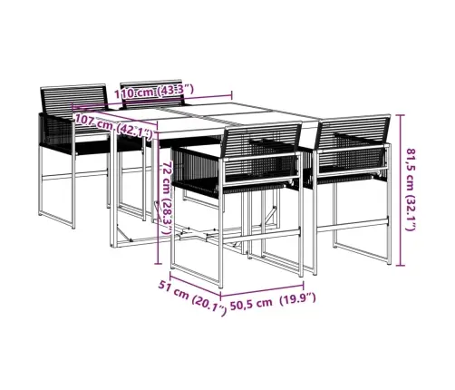 5-Daļīgs Dārza Mēbeļu Komplekts, Melns, Pe Rotangpalma Vidaxl