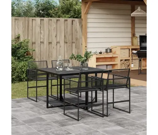 5-Daļīgs Dārza Mēbeļu Komplekts, Melns, Pe Rotangpalma Vidaxl