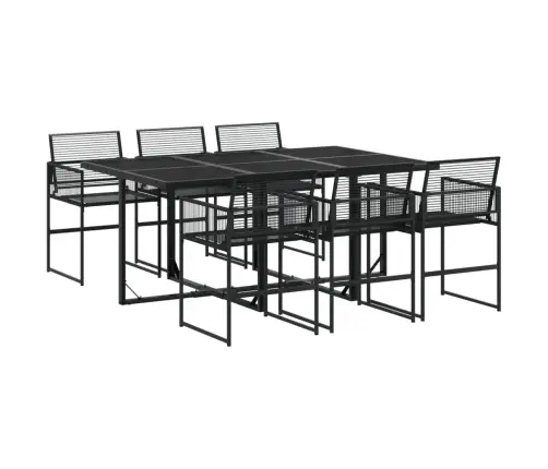 Sodo Valgomojo Baldų Komplektas, 7 Dalių, Juodas, Poliratanas