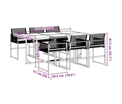 Sodo Valgomojo Baldų Komplektas, 7 Dalių, Juodas, Poliratanas