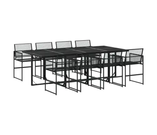 9-Daļīgs Dārza Mēbeļu Komplekts, Melns, Pe Rotangpalma Vidaxl